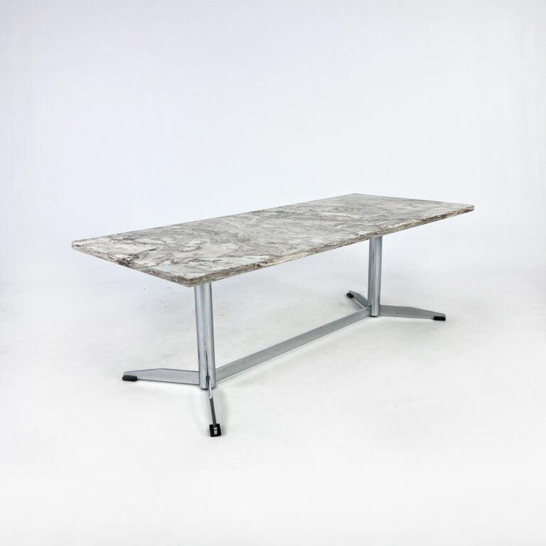 Vintage Marble and Chrome Frame Coffee Table, Italy, 1970s