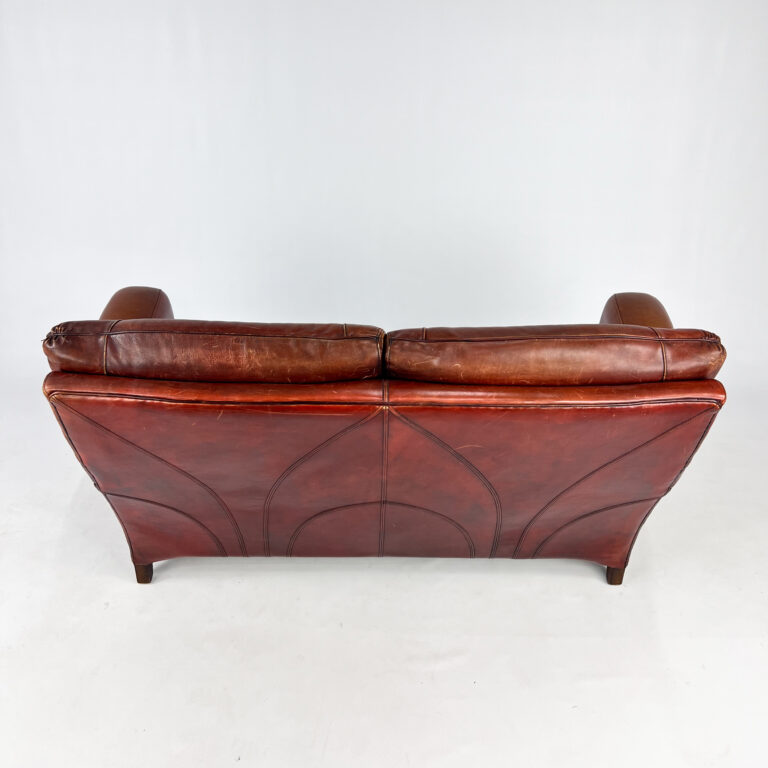Vintage Thick Leather 2 Seat Sofa, 1980s