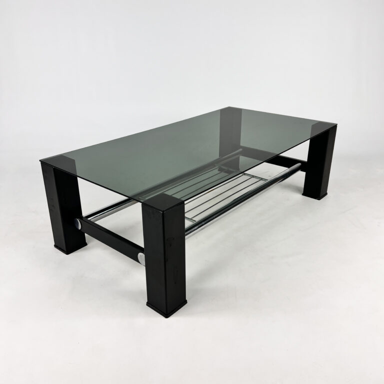Vintage Chrome and Smoked Glass Coffee Table, 1980s