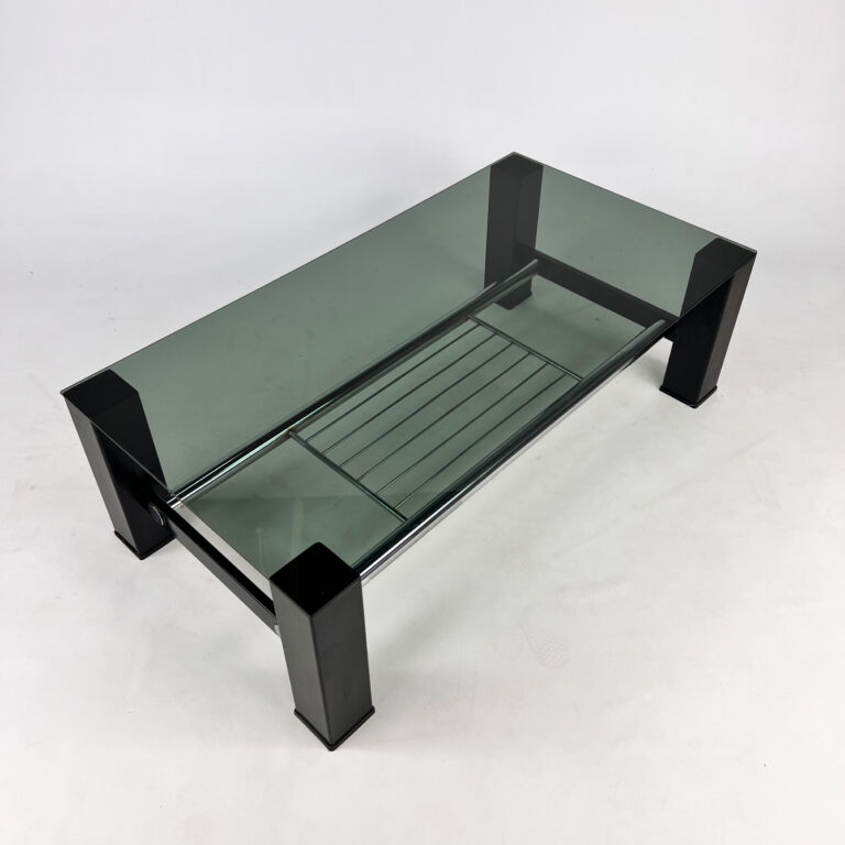 Vintage Chrome and Smoked Glass Coffee Table, 1980s