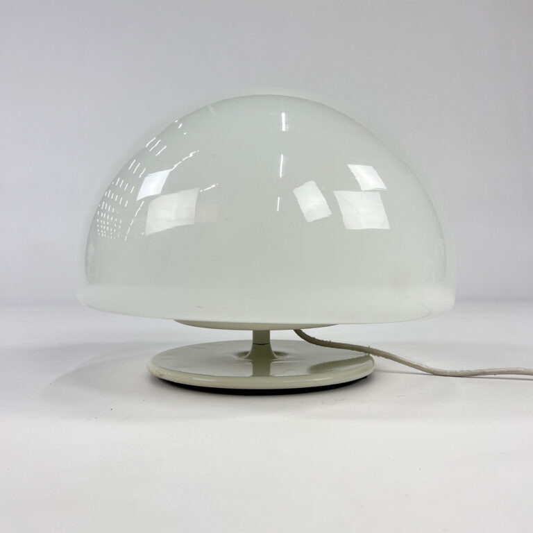 Vintage Italian XXL Glass and Steel Mushroom Table Lamp, 1960