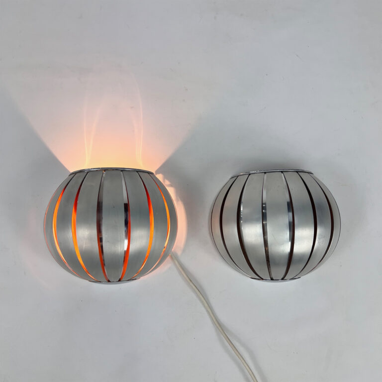 Set of 2 Aluminium Wall Lamps by Henri Mathieu, 1960s