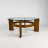 Vintage Oak and Thick Glass Coffee Table, 1960