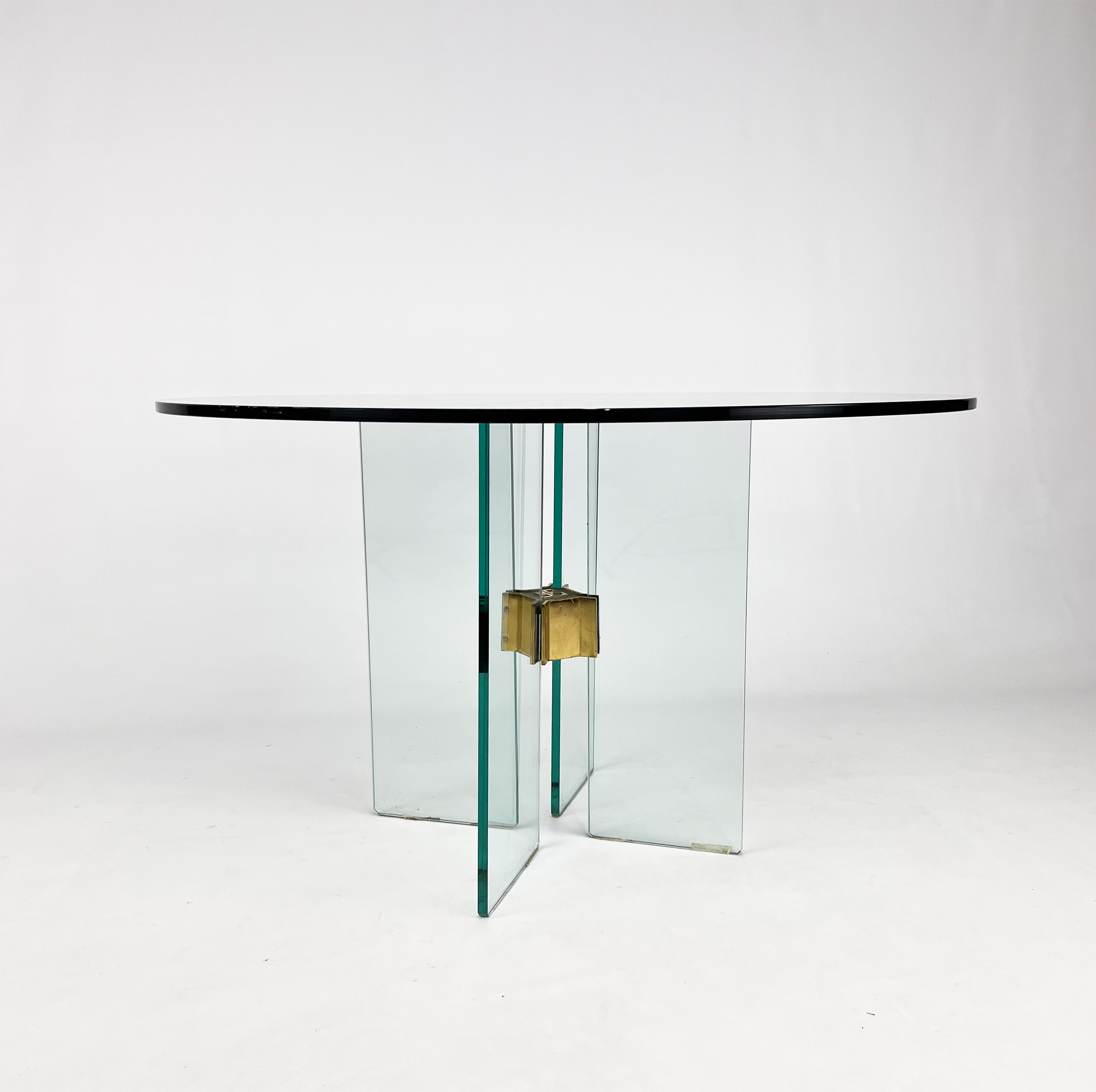 Vintage Round Glass Coffee Table by Peter Ghyczy for Ghyczy, 1970s