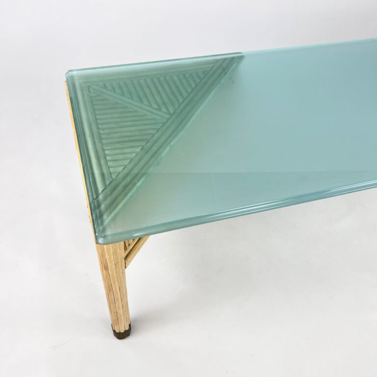 Side Table of Bamboo and Glass, 1970s
