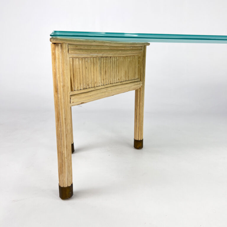 Side Table of Bamboo and Glass, 1970s