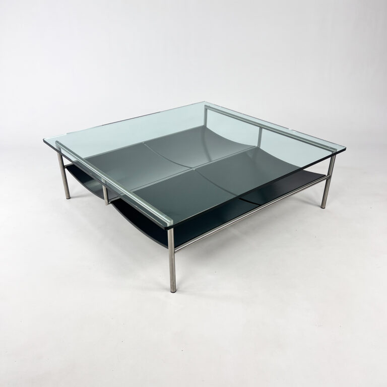 Postmodern Glass and Steel Coffee Table by Metaform, 1990s