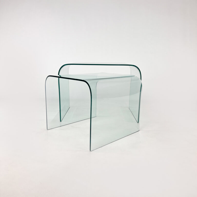 Set of 2 Curved Glass Side Tables, 1990s
