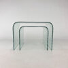 Set of 2 Curved Glass Side Tables, 1990s