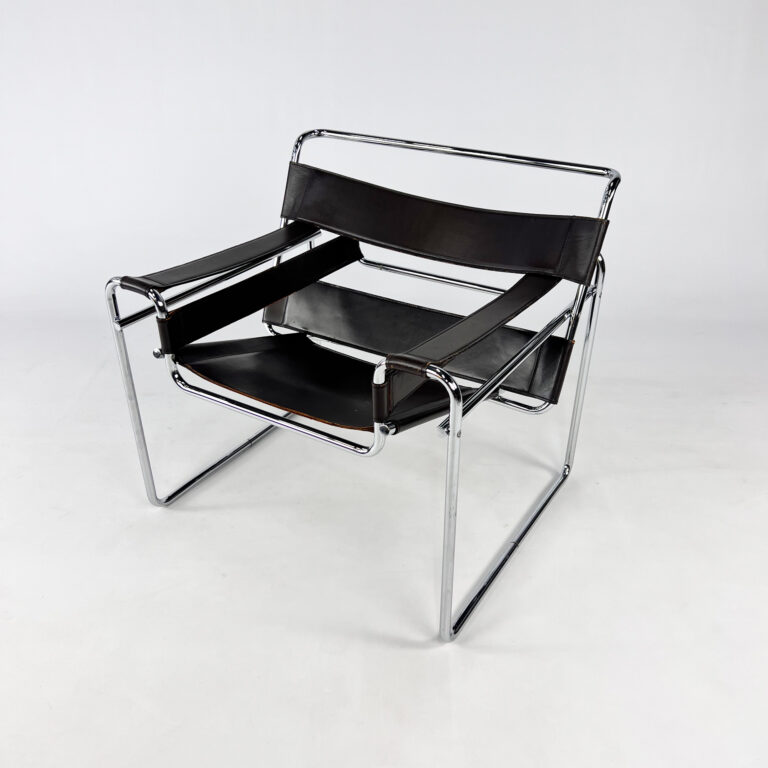 Mid Century Tubular and Leather Lounge Chair, 1970s