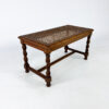 Antique Small Oak and Cane Bench/Stool, 1930s