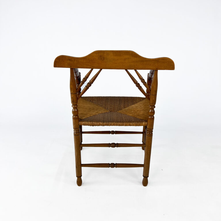 Dutch antique oak and rush chair, 1930