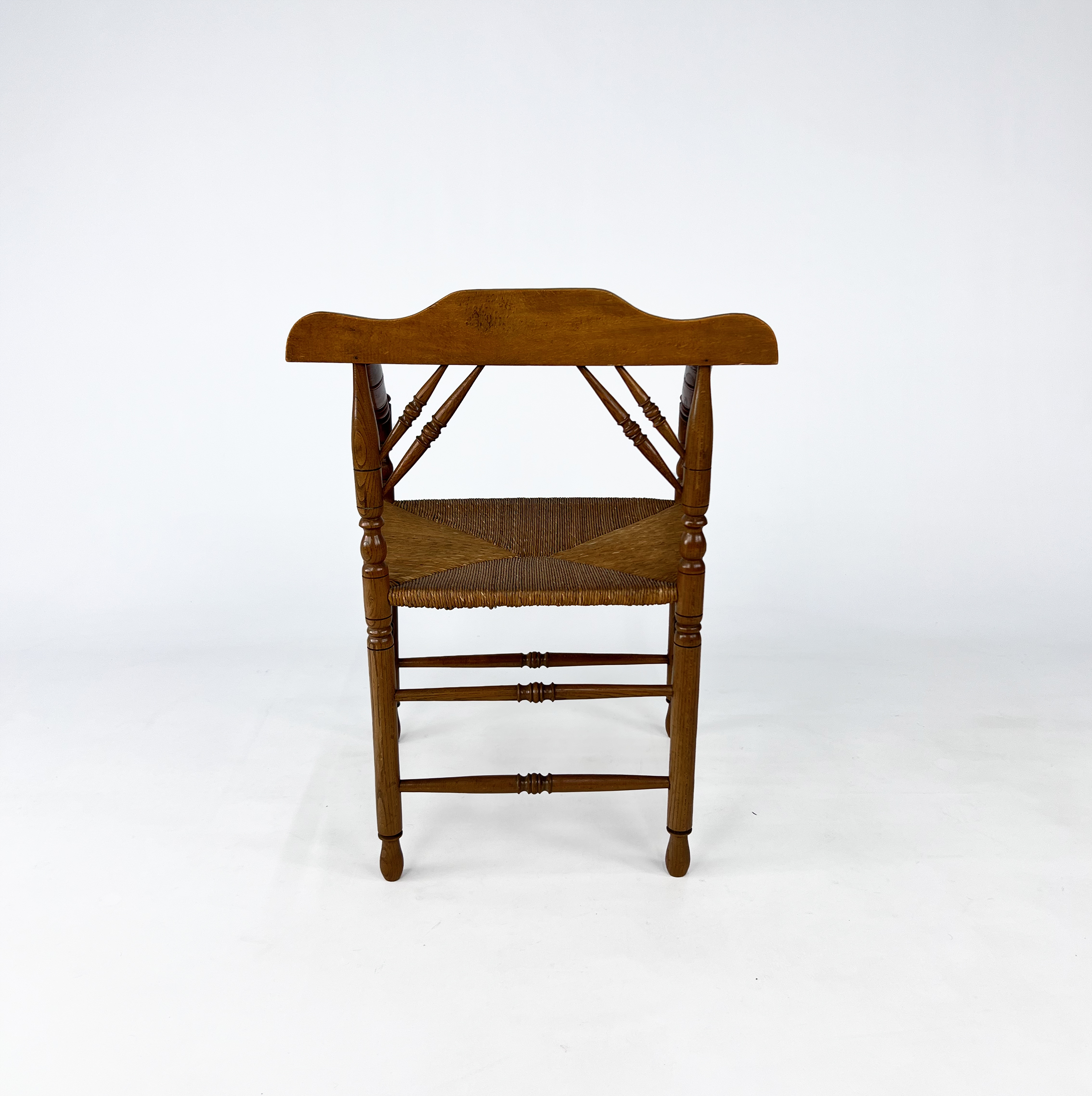 Dutch antique oak and rush chair, 1930