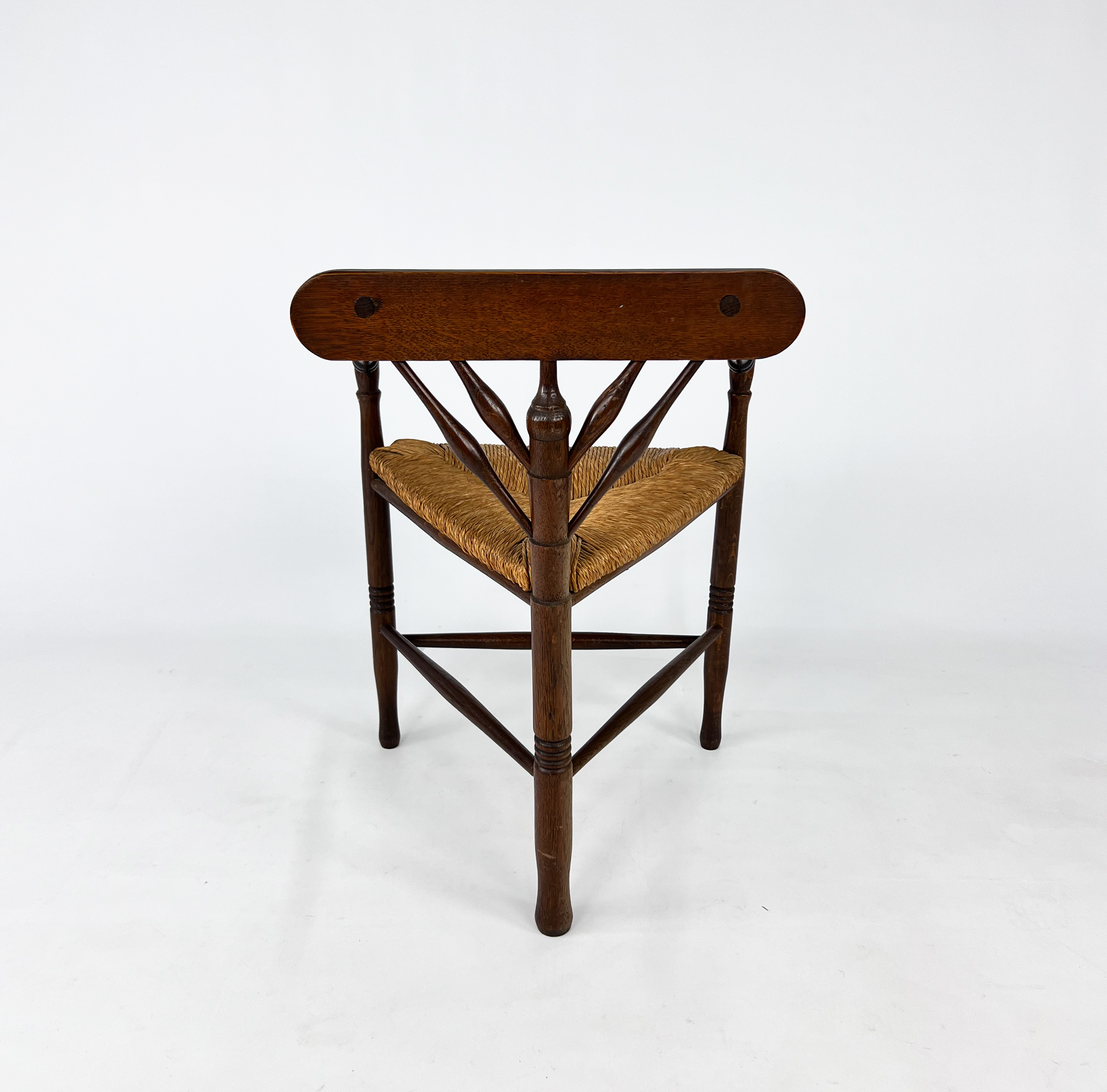 Dutch Antique Oak and Rush Chair, 1930s