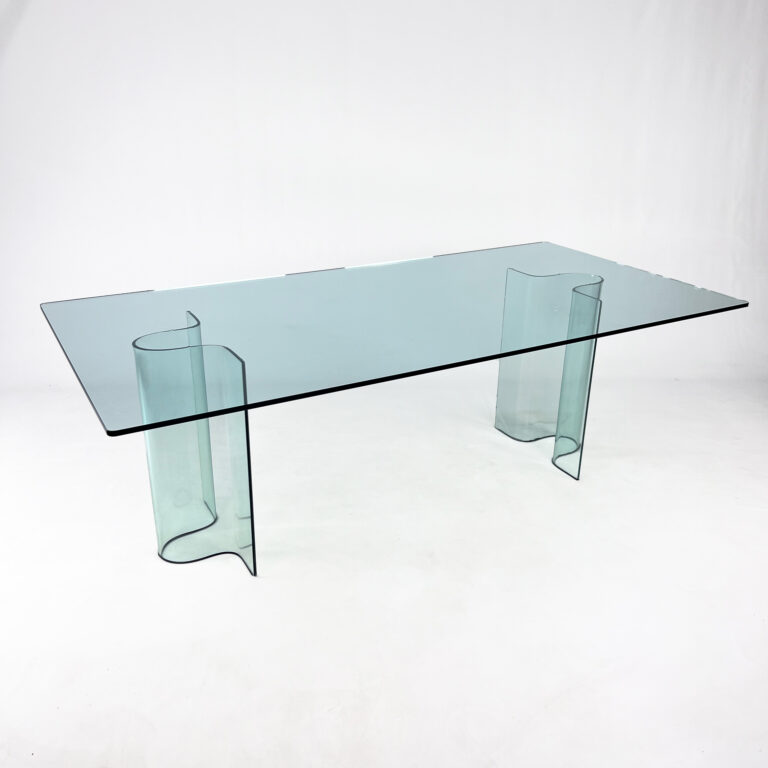 XXL Curved Glass Dining Table by Fiam Italia, 1990s