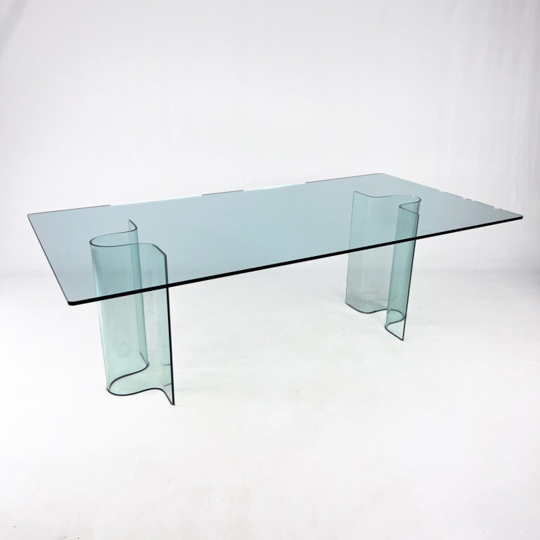 XXL Curved Glass Dining Table by Fiam Italia, 1990s