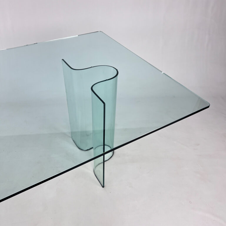 XXL Curved Glass Dining Table by Fiam Italia, 1990s