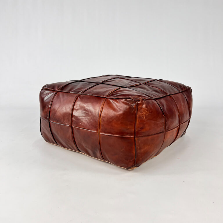 Vintage Leather Pouf, 1960s