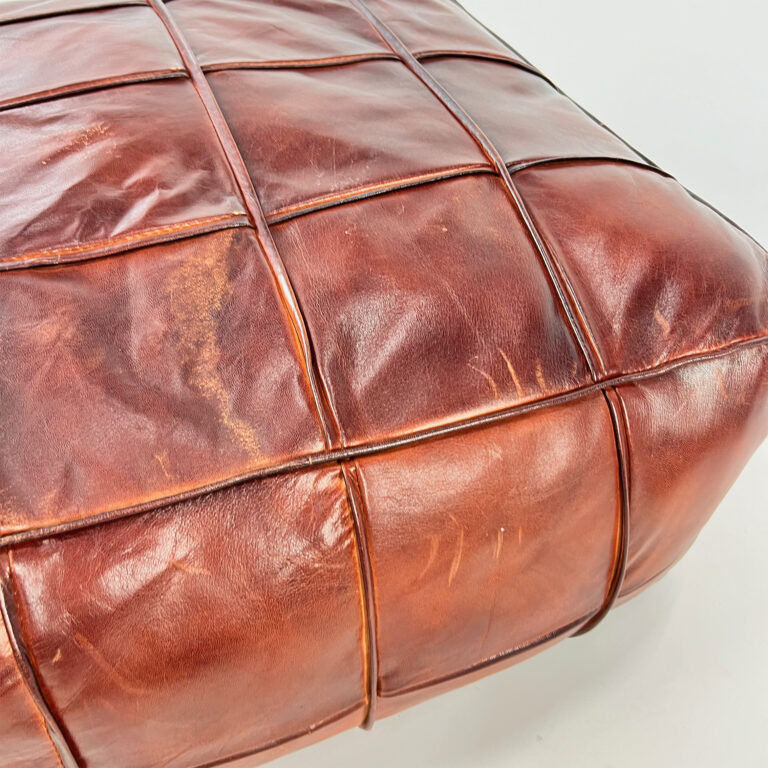 Vintage Leather Pouf, 1960s