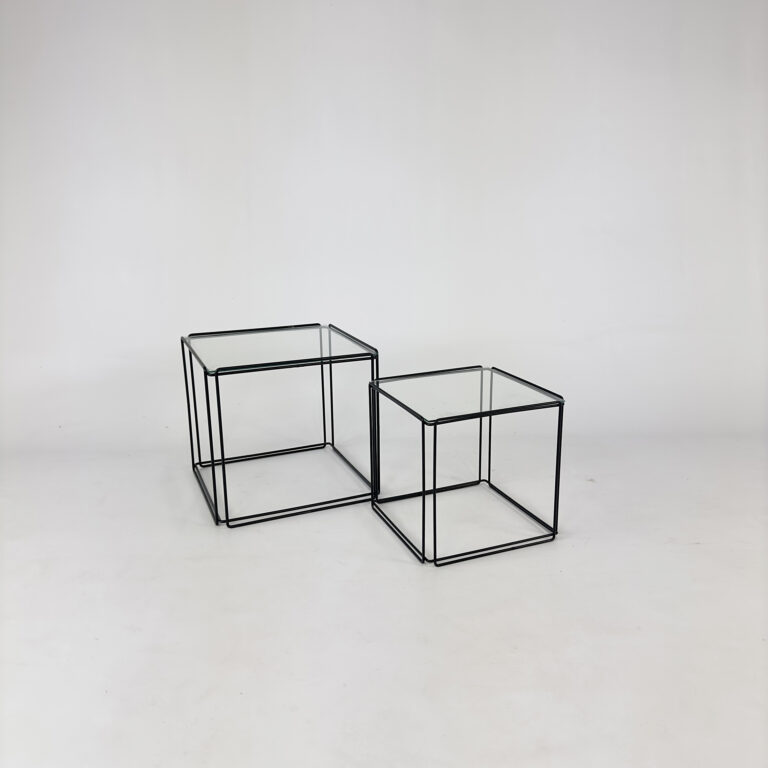 Max Sauze Isocele Black and Clear Glass Nesting Tables, 1970s