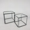 Max Sauze Isocele Black and Clear Glass Nesting Tables, 1970s