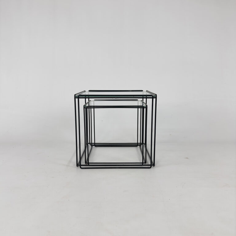 Max Sauze Isocele Black and Clear Glass Nesting Tables, 1970s