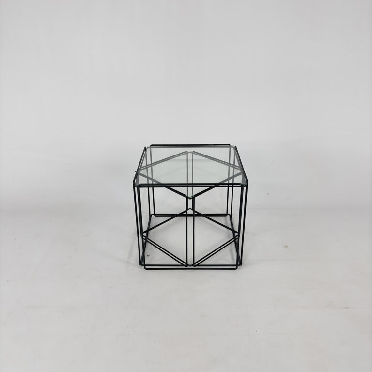 Max Sauze Isocele Black and Clear Glass Nesting Tables, 1970s