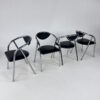 Set of 4 Postmodern Tubular Frame and Leather Dining Chairs, 1980s