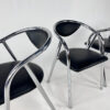 Set of 4 Postmodern Tubular Frame and Leather Dining Chairs, 1980s