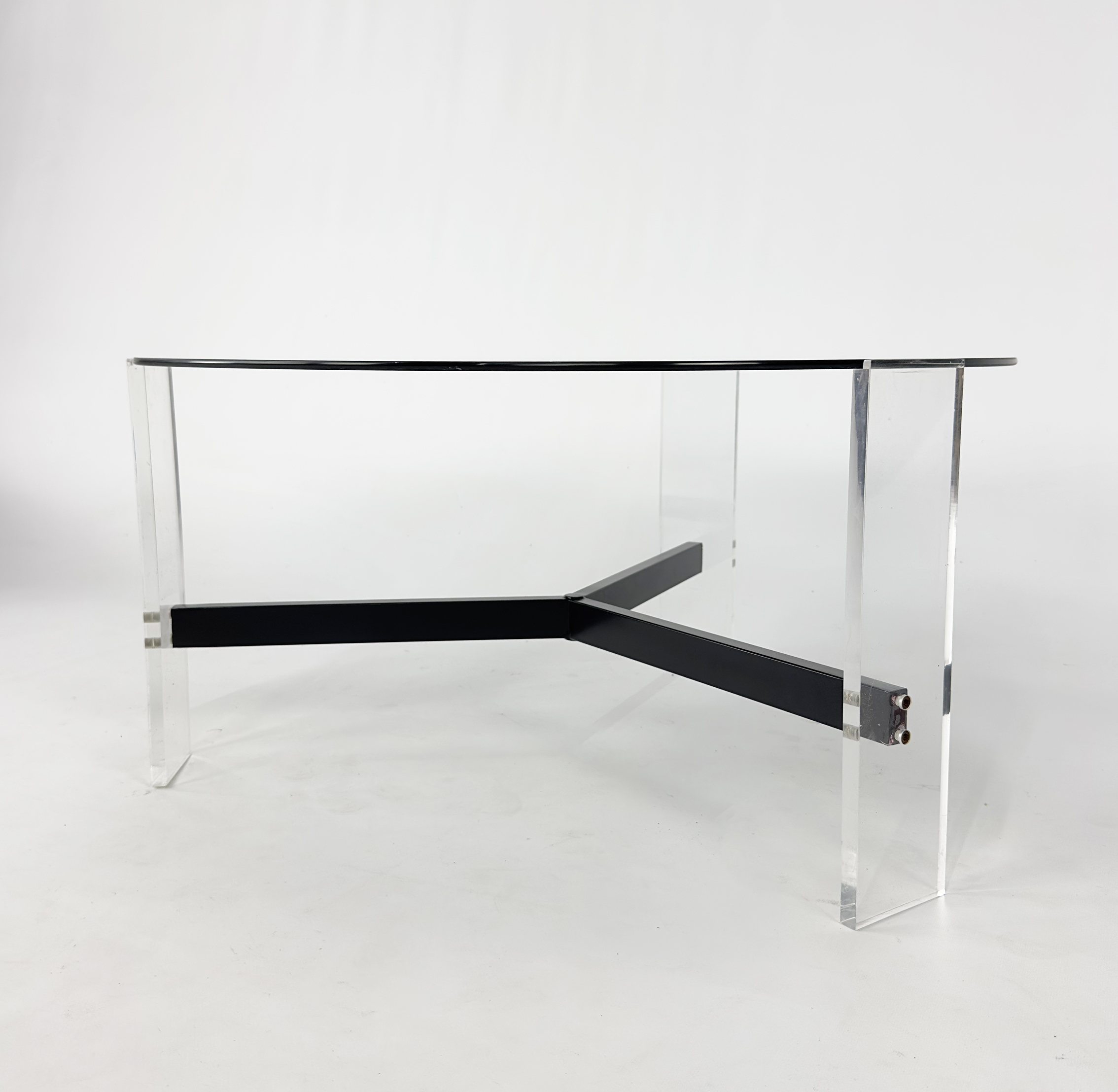 Space Age Plexiglass and Smoked Glass Coffee Table, 1970s