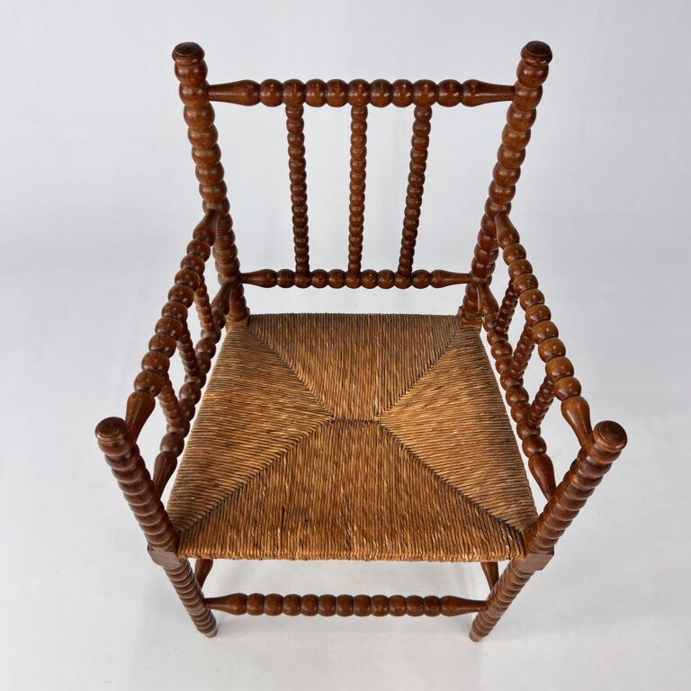 Dutch Antique Oak and Rush Chair, 1930s