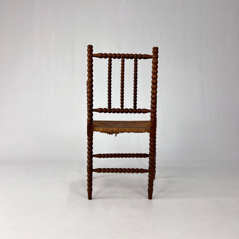 Dutch Antique Oak and Rush Chair, 1930s