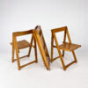 Set of 4 Pine Wood Folding Chairs, 1970s