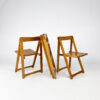 Set of 4 Pine Wood Folding Chairs, 1970s