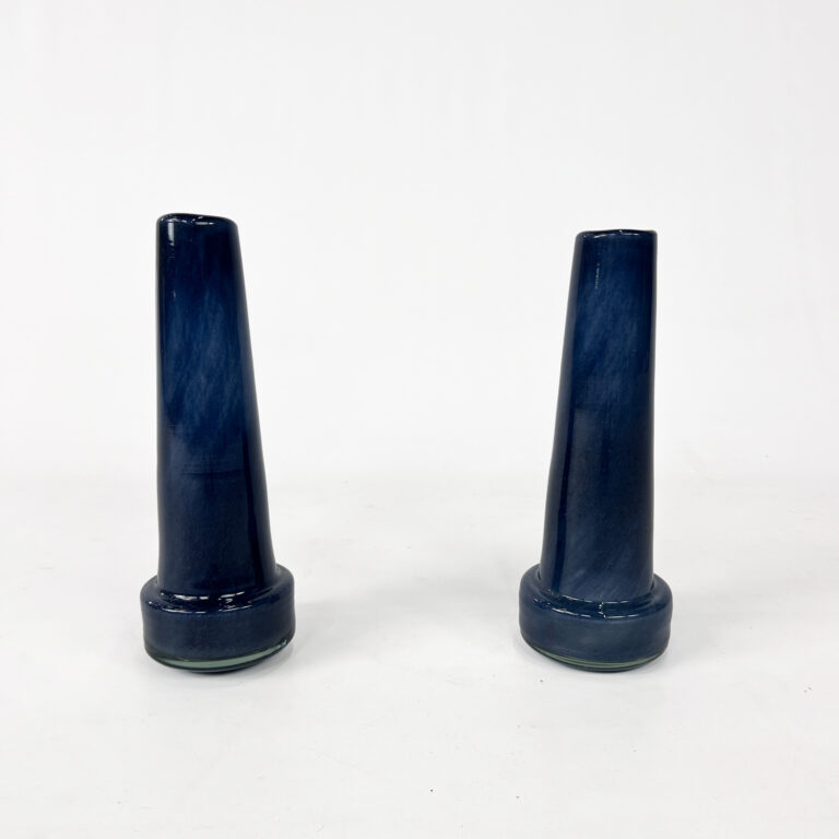 Set of 2 Handmade Glass Vases by Henry Dean, 1970s