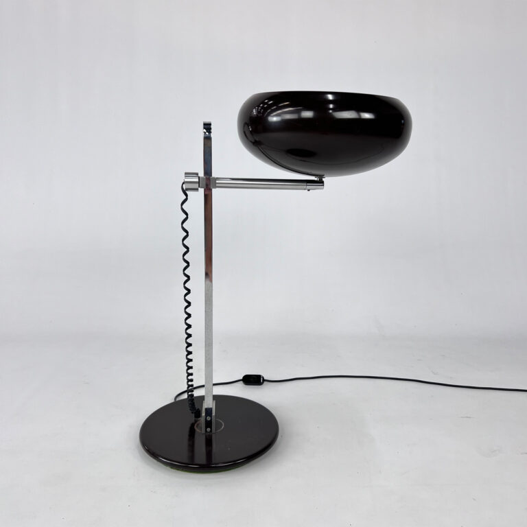 Mid Century Chrome and Brown Desk Lamp, 1960s