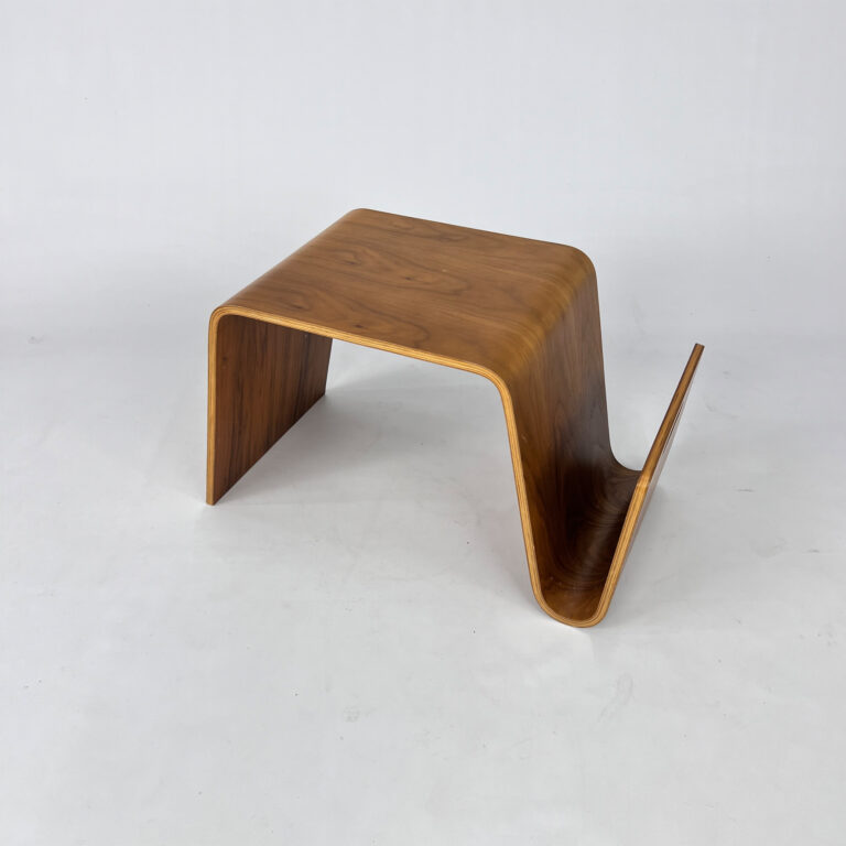 Bent Plywood Side Table with Magazine Holder