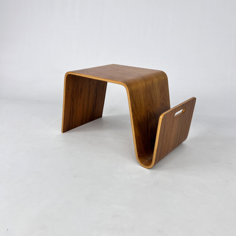 Bent Plywood Side Table with Magazine Holder