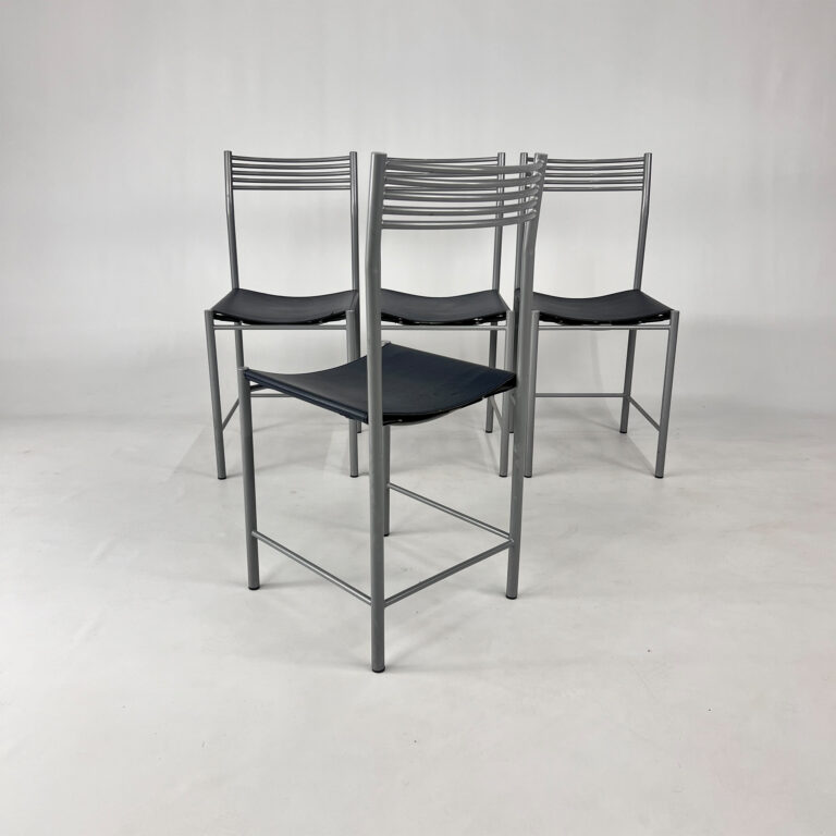 Set of 4 Postmodern Italian Dining Chairs, 1980s