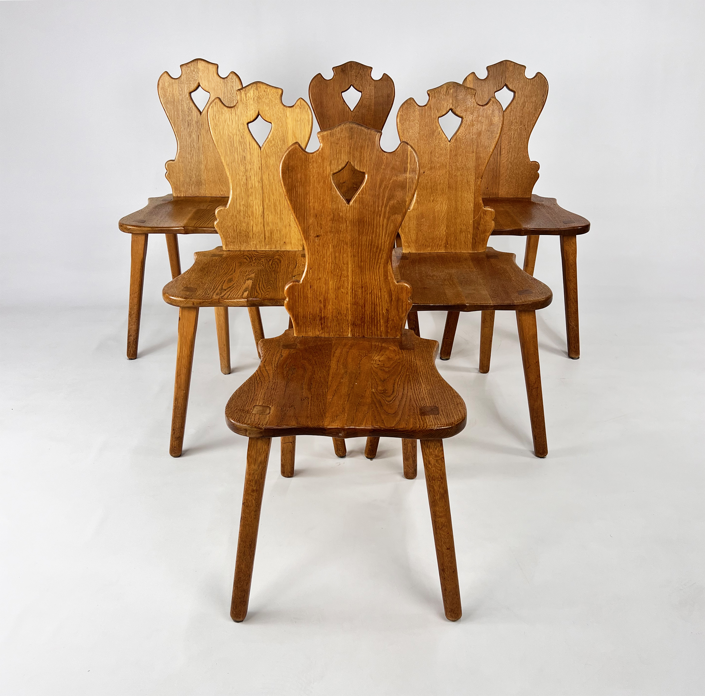 Set of 6 Mid Century Oak ‘Tirol’ Chairs, 1960s