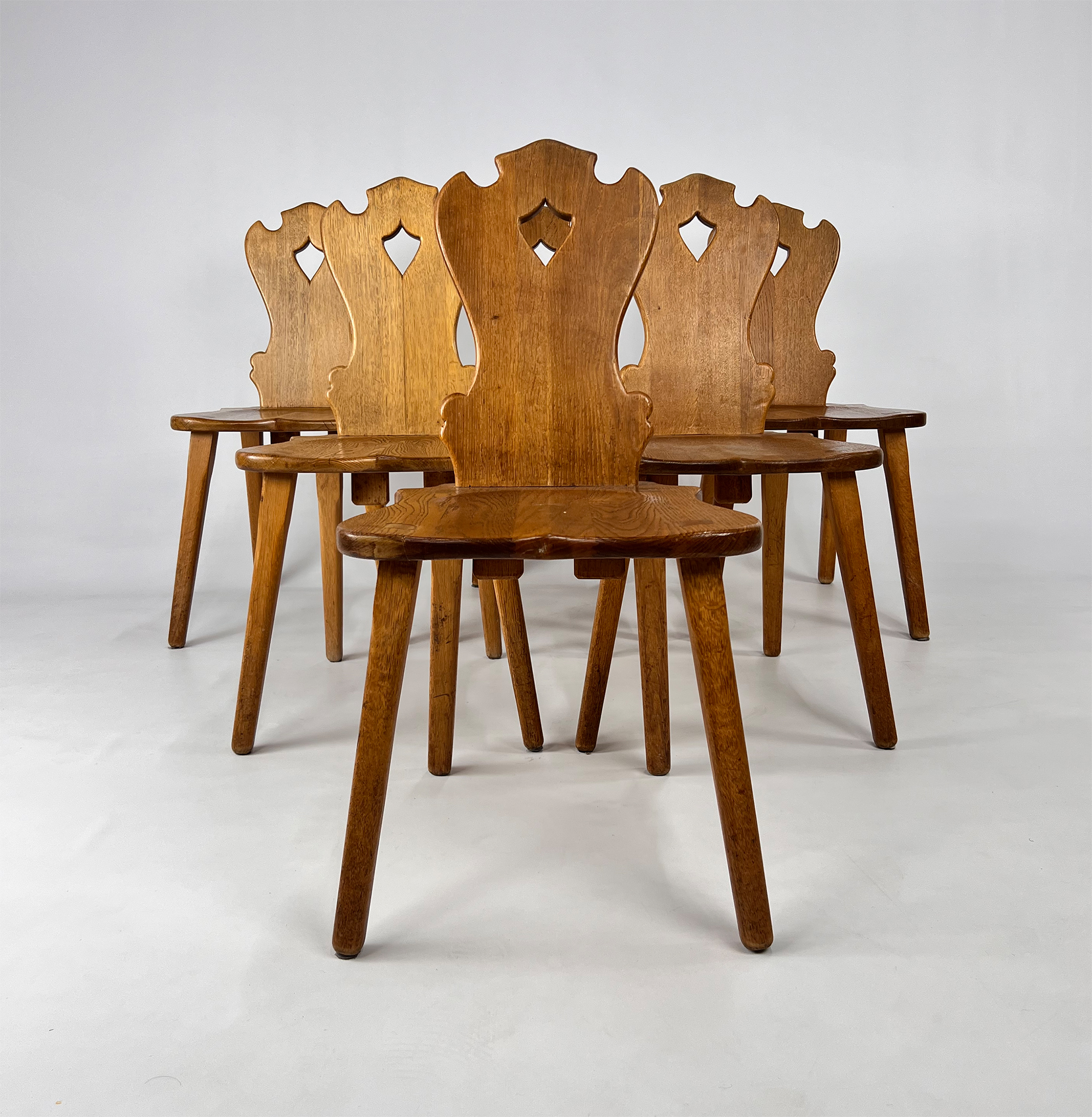 Set of 6 Mid Century Oak ‘Tirol’ Chairs, 1960s