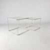 Max Sauze Isocele White and Clear Glass Nesting Tables, 1970s