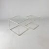 Max Sauze Isocele White and Clear Glass Nesting Tables, 1970s