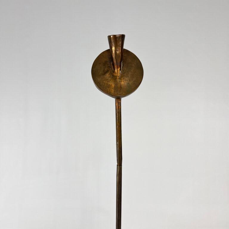 Large Mid Century Brass Brutalist Candle Holder, 1950s