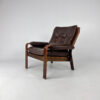 Mid Century Scandinavian Leather and Bentwood Lounge Chair, 1960s