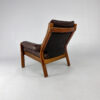 Mid Century Scandinavian Leather and Bentwood Lounge Chair, 1960s