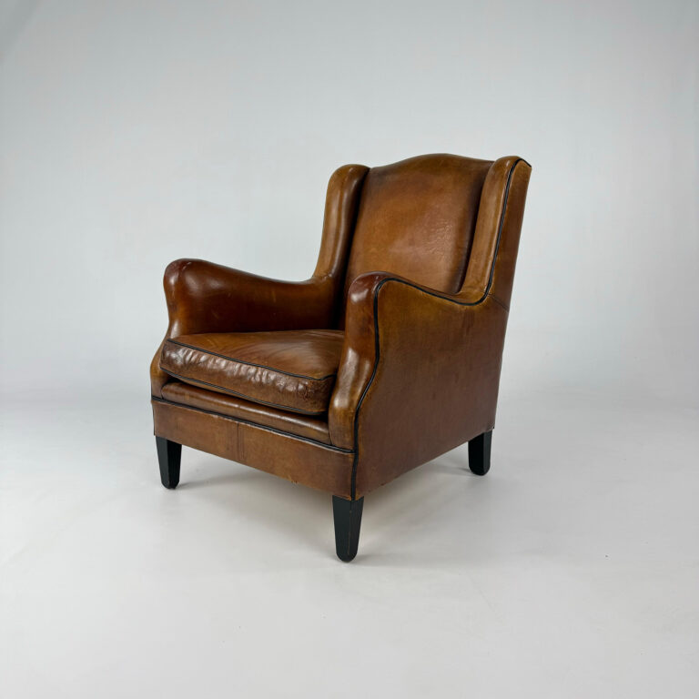 Vintage Sheep Leather Club Chair, 1970s