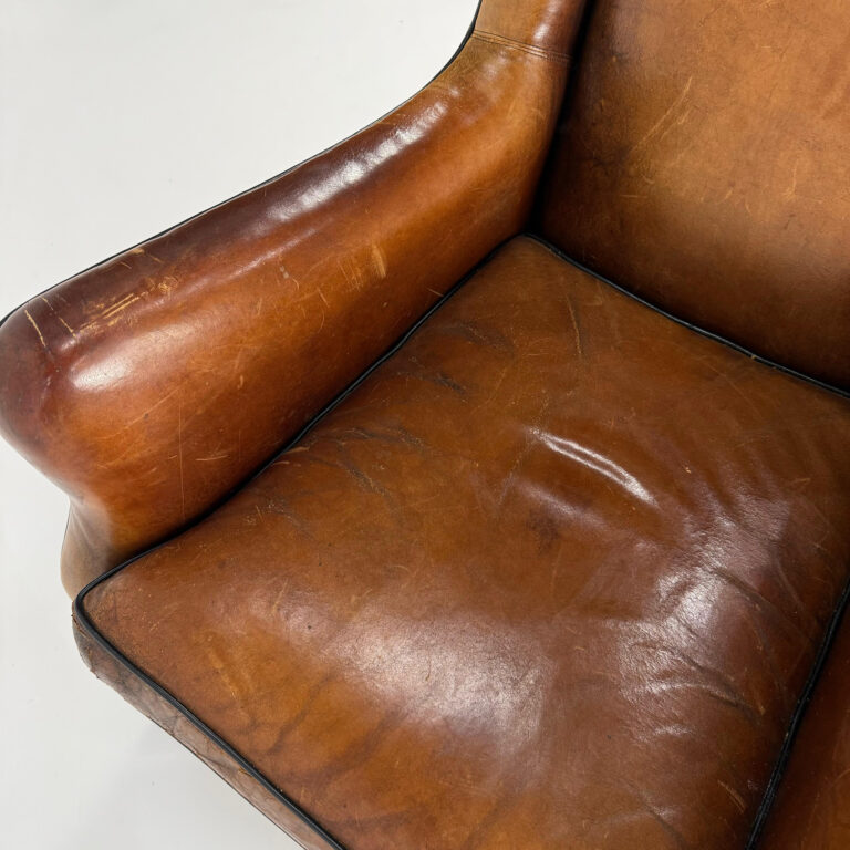 Vintage Sheep Leather Club Chair, 1970s