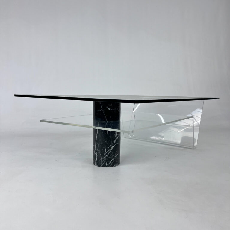 Postmodern Italian Marble and Glass Coffee Table, 1990s