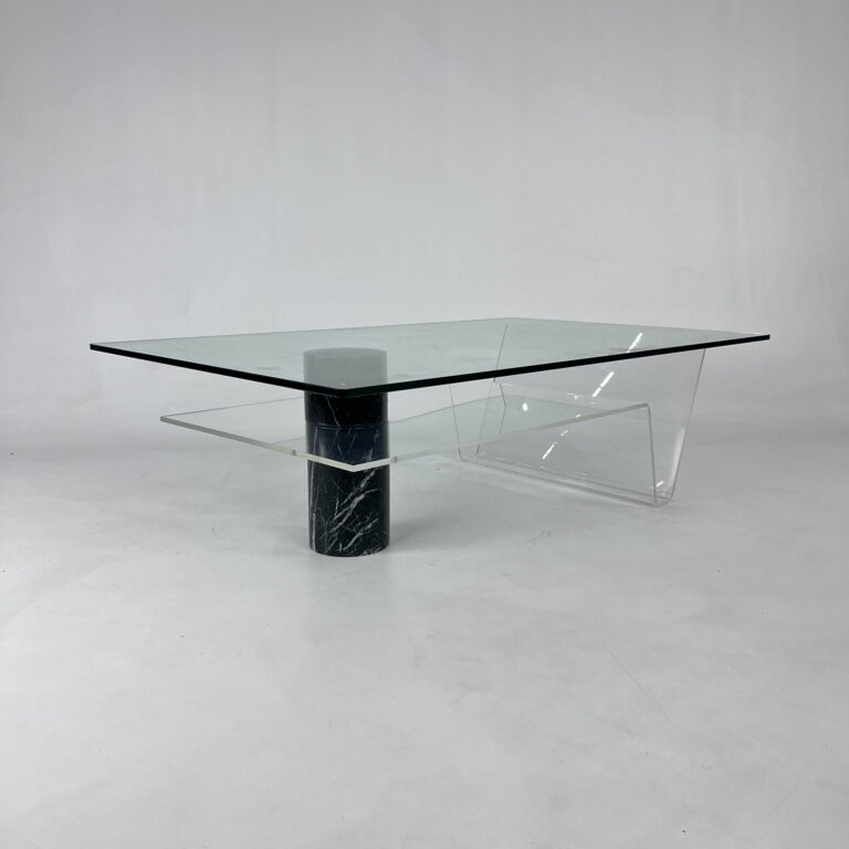 Postmodern Italian Marble and Glass Coffee Table, 1990s